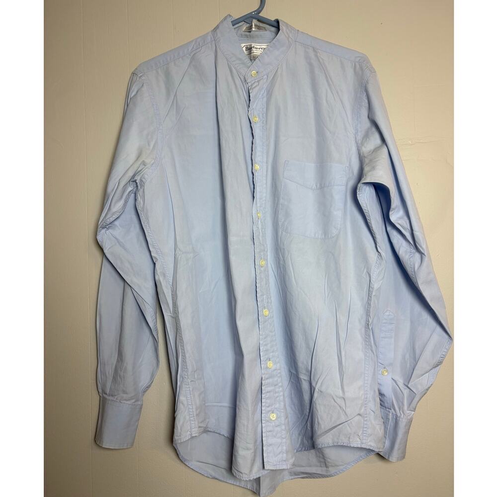Burberrys of London Vintage Mens Long Sleeve Band Collar 15 1/2 35 Shirt